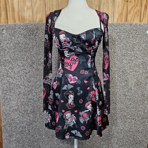 Dolls Kill Betty Boop Tough A-Line Mini Dress Sz XS w/ Shrug Underwire Satin